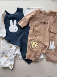 男の子にもおすすめ ミッフィー刺繍ロンパース 2点セット