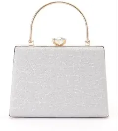 チェーン付き 2WAY スクエア がま口 ハンドバッグ シルバー 未使用 タグ付