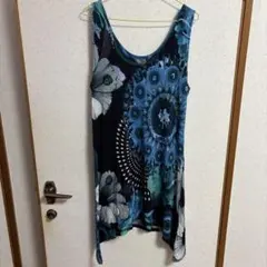 Desigual デシグアル 総柄 ノースリーブ チュニック ブルー