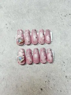 フレンチガーリー ウィッシュコア 韓国 リボン ピンク マグネット ネイルチップ