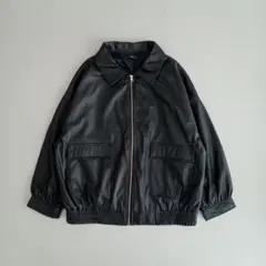 未使用！しまむら　おがだゆりコラボ　合皮ブルゾン　フェイクレザー　黒　4L