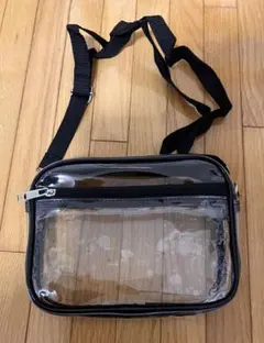 【新品同様】ビニール クリアバッグ ショルダー 推し活 ぬい活 黒 小 ポーチ
