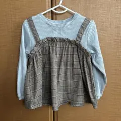 Lycée mine 水色 チェック柄 長袖カットソー 100cm