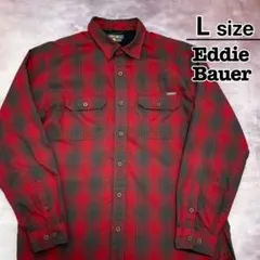 Eddie Bauer　アウトドアネルシャツ　L　レッド　チェック柄　USA古着のサムネイル