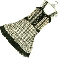 美品！！axes femme❤レースUPチェック柄ティアードワンピー❤平成ギャル
