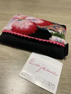 Enjeau 花柄刺繍 コーデュロイ ポーチ