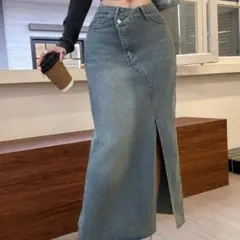 SHEIN ロングスカート ジーンズ 韓国 ストリート