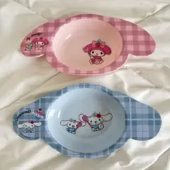 マイメロ　シナモロール　深皿　サンリオ　のんびりタイム　メラミン　食器　ダイソーのサムネイル