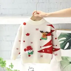 クリスマスニットセーター（ホワイト/レッド）