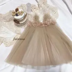 ベビードレス　チュールワンピース　女の子80(70)結婚式誕生日ハーフバースデー