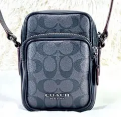 【美品】COACH ショルダーバッグ レザー PVC グレー シグネチャー