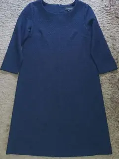 TALBOTS ネイビー ひざ丈ワンピース 七分袖