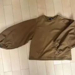 SHIPS ボリュームスリーブ トップス 異素材 ブラウン ゆったり 高見え