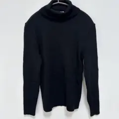 【ウール100%】piane ピアーネ 洗える リブニット タートルネック 黒