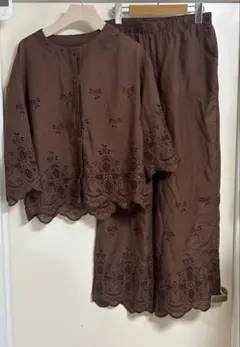 シーイン♪FRIFUL♪レース刺繍セットアップ♪ブラウン♪タグなし未使用品♪