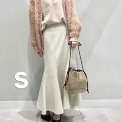 【美品】GU ヘリンボーンマーメイドロングスカート ベージュ S