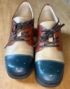 オックスフォードスタイル 靴 ブラウン・青