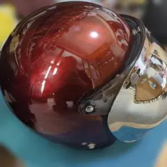 ジェットヘルメット アイボリー レッド ファイヤーパターン 