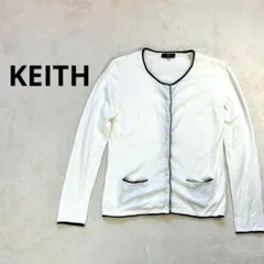 【キース】M 長袖薄手カーディガン ホワイト エアコンコン対策　羽織り