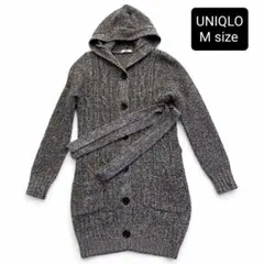 UNIQLO ユニクロ フード付き ロングカーディガン M ウール アンゴラ混