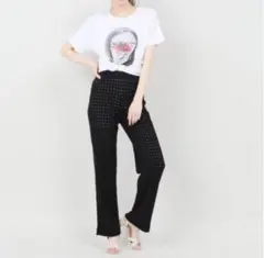 ニットパンツ　カバーアップパンツ　ブラック　インナーパンツ付きのサムネイル