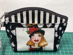 L字ラウンドポーチ ロラライハリス ハンドメイド お財布ポーチ カード