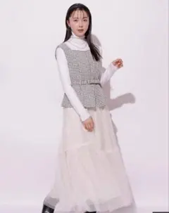 【新品タグ付き】Mystrada ジレドッキングワンピース　特殊ホワイト