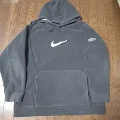 【希少】00s NIKE ナイキ フリースパーカー 刺繍ロゴ ブラウン XXL
