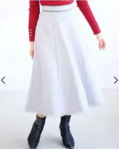 ね*こ様 ツイードフレアスカート S ライトグレー