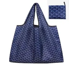 ●新品●大容量 エコバッグ L＜青色柄＞折りたたみ レジ 便利 買物バッグ 大袋