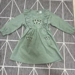 SHEIN 花柄刺繍 コーデュロイワンピース 18-24M
