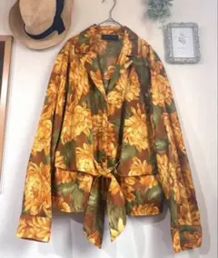 トムフォード期 42 GUCCI グッチ ヒマワリ フラワー リネン シャツ