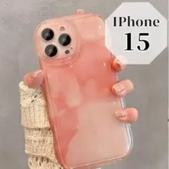 【iPhone15】ピンク ケース グラデーション 大理石 韓国