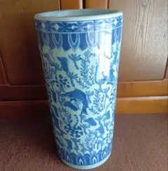 最終値下げ景徳鎮青白磁 花瓶 中国風景画 扇形 直径22cm高さ42cm