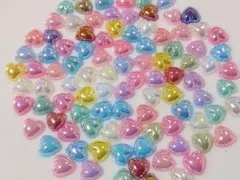 ✪ New ミルキー パール ハート パーツ 8mm 約100個 デコ