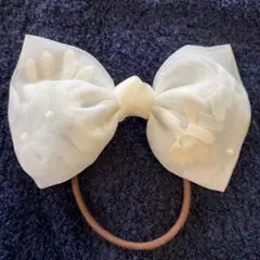 ホワイトリボンヘアゴム