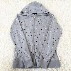 ジェネラルサプライ 星柄 ジップアップ パーカー グレー 総柄 古着 【L】