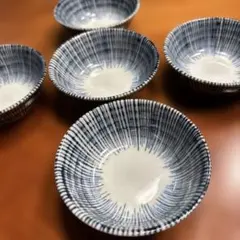 白青ストライプ小皿　5個セット