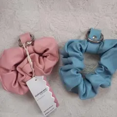 シュシュストラップ ピンク ブルー 2色セット