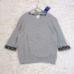 バーバリーブルーレーベル　ニット　ホースロゴ　ノバチェック　金ボタン　リボン