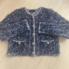ZARA ネイビー系 ボタン付きカーディガン S