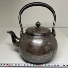 純銀製 如意鎖紋 環玉摘 湯沸 銀瓶 煎茶道具 - メルカリ