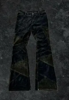 TornadoMart Flare velvet patchwork jeans