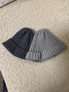 BROSSコットン ニット帽 2色セット グレー・ダークグレー