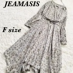 JEAMASIS ジーナシス　アシンメトリー　フレア　ワンピース　花柄　グレー