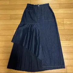 デニム・プリーツロングスカート