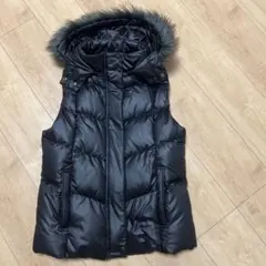 平成ギャル　y2k グランジ　ファー付き　ダウンベスト　光沢　お兄系　ダークコア