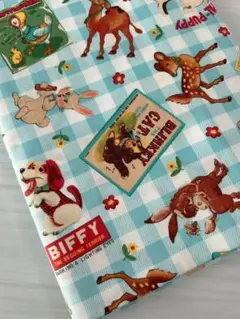 （現品限り）生地　動物柄　KOKKA　チェック　シーチング　2mカット