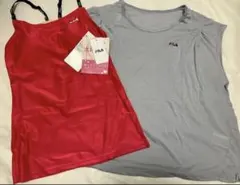 新品FILA フィラ　水陸両用ブラトップ・Tシャツ2点セット　グレーピンク　水着のサムネイル