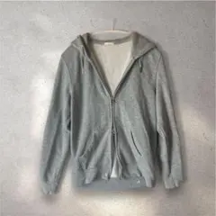 グレー フルジップ スウェットパーカー　フード付き　春　夏　秋
